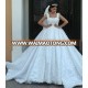 ZH3049G New White Ivory Arabic Lace Wedding Dresses A Line Square Neck Appliques Beads Sequins With Long Train Bridal Gowns