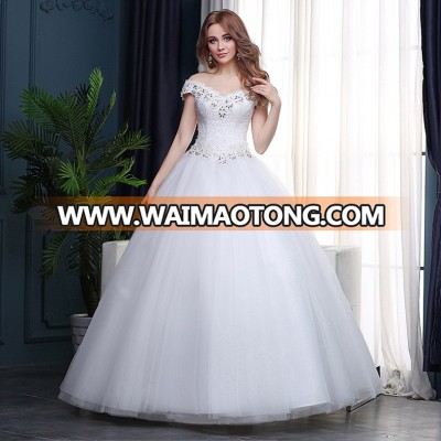 ZH1212L Wholesale beaded backless tulle wedding dress off shoulder bridal gown