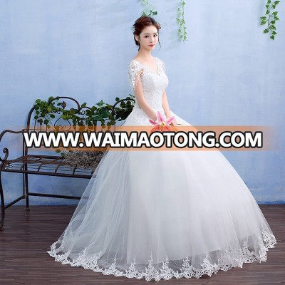 ZH0846L New design short sleeve lace Bridal Gown white dress for bridal