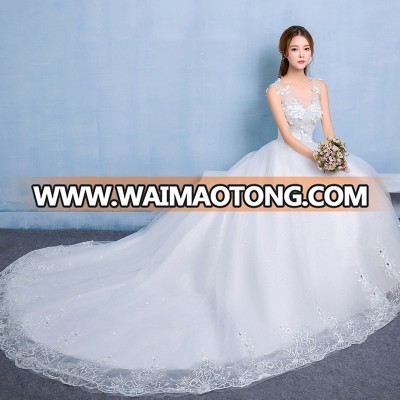 ZH0855L 2018 custom wedding dress chapel train bridal gown