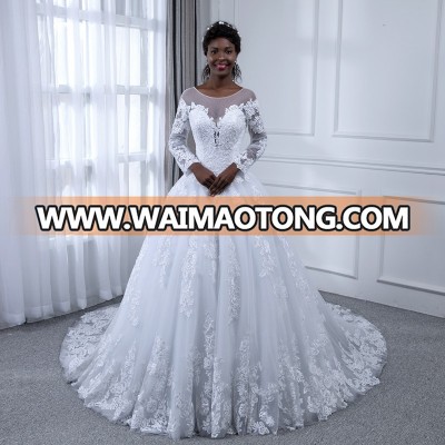 ZH2876G Ball Gown Wedding Dresses 2018 Appliques Lace Long Sleeves Bridal Gowns Wedding Dress Nice Vestido De Novias