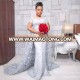 ZH3864G Modest Plus Size Silver Wedding Dresses Short Sleeves Jewel Neck Backless Detachable Train Arabic Formal Bridal Gowns