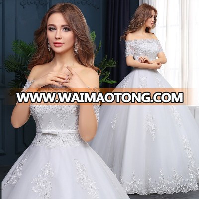 ZH1209L 2018 Luxury princess white wedding dress off shoulder bridal gown