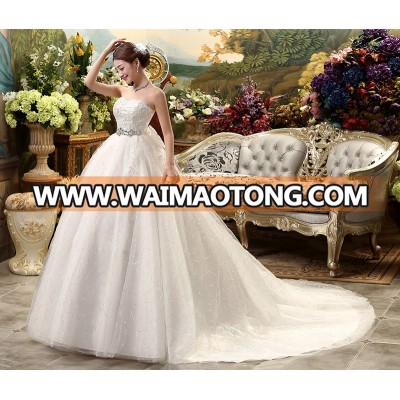 ZH0336E Factory price pregnant tail elegant strapless wedding dress