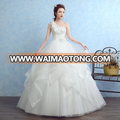 ZH0843L 2018 latest design one shoulder wedding dress white fancy wedding dress for women