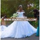 ZH3378G African A Line Wedding Dresses Off Shoulder Lace Appliques Beaded 3D Floral Country Black Girl Plus Size