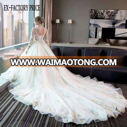 Waimaotong Lace Wedding Dress With Long Trains Bridal Dress